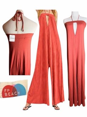 Free People FP Beach In The City Jumpsuit Red S NWT